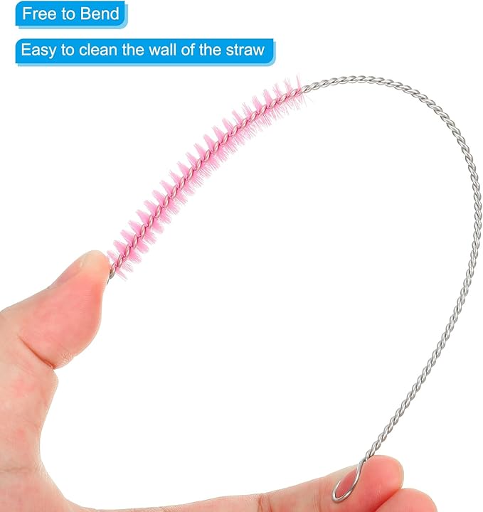 5Pcs 10 x5/16 Drinking Straw Cleaning Brush Nylon Cleaning Bottle Brush Pink