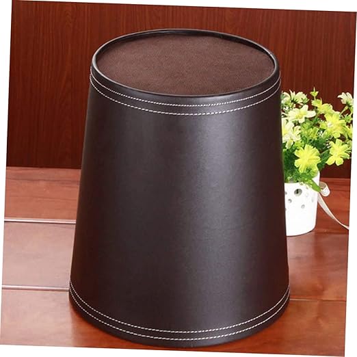 Stylish Leather Wastebasket Garbage Can for Bedroom Trash Can Simple Design