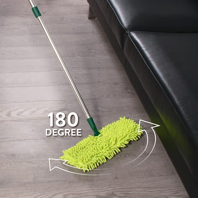 Pine-Sol Telescopic Microfiber Dry/Wet Mop – Dust Mopping for Cleaning Hardwood Floors Tile Laminate | Swivel Sweeper with Washable Pad and Extendable Metal Handle