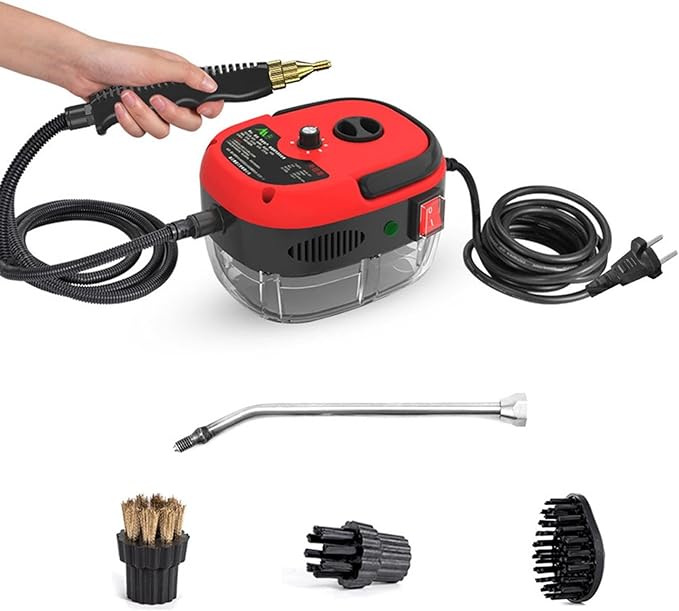 2500W Handheld Steam Cleaner Portable High Temperature Pressurized Steam Cleaner Carpet Steam Cleaner with Brush Heads High Pressure Steamer Mini Power Cleaning Steamer for Furniture Bathroom Car