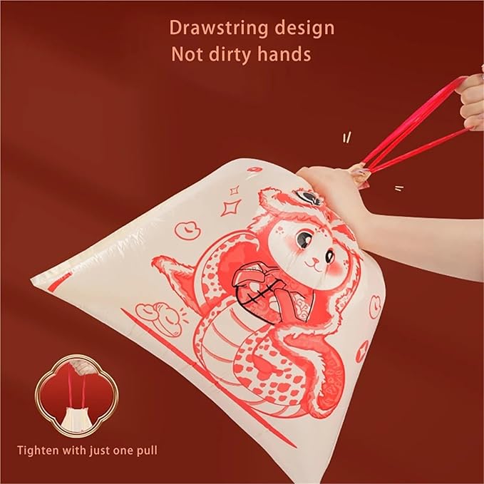 Thickened Enlarged Drawstring Trash Bag Portable Kitchen Household Automatic Closure Tear-Free Plastic Garbage Bag