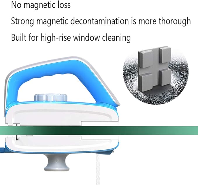 Magnetic Window Cleaner Double-Side Magnetic Glass Cleaner 3-Speed Adjustable Magnetic Force Ultra-Strong Both Side Glass Surface Cleaning Brush Wiper Tools with Ergonomic Handle Design
