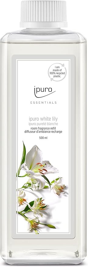 ipuro - Essentials Refill Whity Lily Room Fragrance - Refill Room Freshener with Peach Lily of the Valley Jasmine Clove White Musk &amp Cedar Wood Fragrance Aroma - Air Freshener Refill Bottle 50