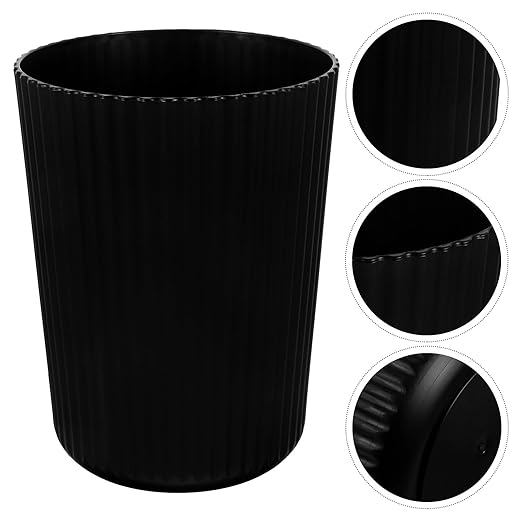 Luxshiny 5 Gallon Plastic Trash Can Small Wastebasket for Bathroom Bedroom Office Thickened Black Round Garbage Container for Home and Dormitory Use