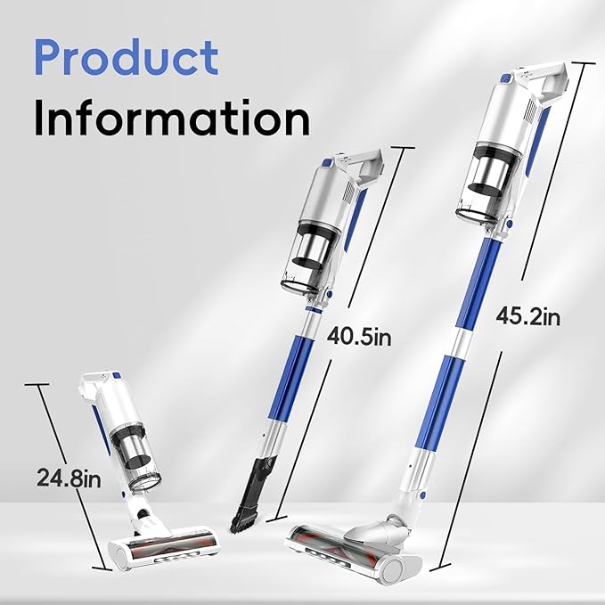 whall Cordless Vacuum Cleaner Upgraded Strong Suction Brushless Motor Cordless Stick Vacuum CleanerLightweight Handheld Vacuum for Home Pet Hair Carpet Hard Floorup to 55mins RuntimeAzure