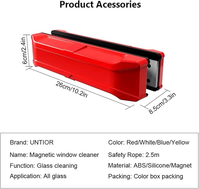 Magnetic Glazing Single Layer Window Cleaner Tool Brush Windows for Insulating Glass Durable Plastic ﻿(15-26MM-RED)