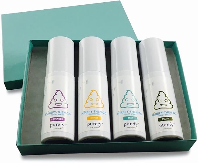 Purefy-Then-Go Spray (No.2 4-Scent Gift Pack) specialty toilet and fragrance (shoe or room) spray natural and authentic scents No harsh chemcials.