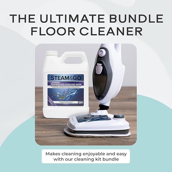 Steam &amp Go - The Housekeeper Steam Cleaner For Floors &amp Demineralized Water Bundle 10-in-1 Hard Floor Cleaner Machine 32 oz Lavender Scent