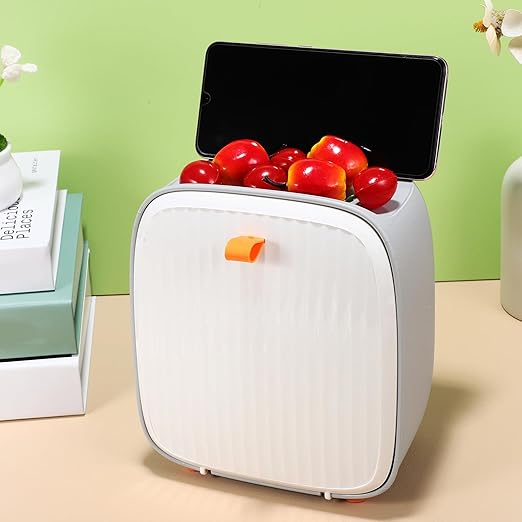 Mini Desktop Trash Can Small Wastebasket Removable Tabletop Garbage Bin White Compact Countertop Rubbish Bin for Office Dorm Room