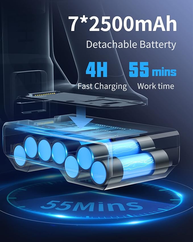 HONITURE Cordless Vacuum Cleaner 450W/35KPa Powerful Stick Vacuum Cleaner w/ LCD Touch Screen 55Min Runtime 6 in 1 Lightweight Handheld Cordless Vacuum for Carpet Pet Hair and Floors S12 (Renewed)