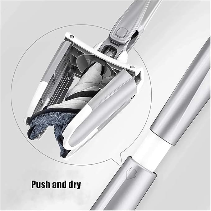 Wet &amp Dry Adjustable X-Shaped Twist Floor Cleaning Mop Long Handle 360 Rotatable Glass Cleaner Squeeze Wiper Hardwood(1mop 3 Cloth)