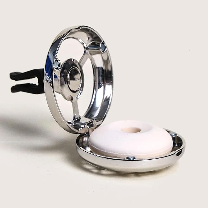 Maison Berger Car Diffuser Set Rosalie Exquisite Sparkle – Refillable Vent Clip with Ceramic Refill Passive Diffusion Festive Fresh Scent Made in France Luxury Auto Scent - 4-Week Diffusion