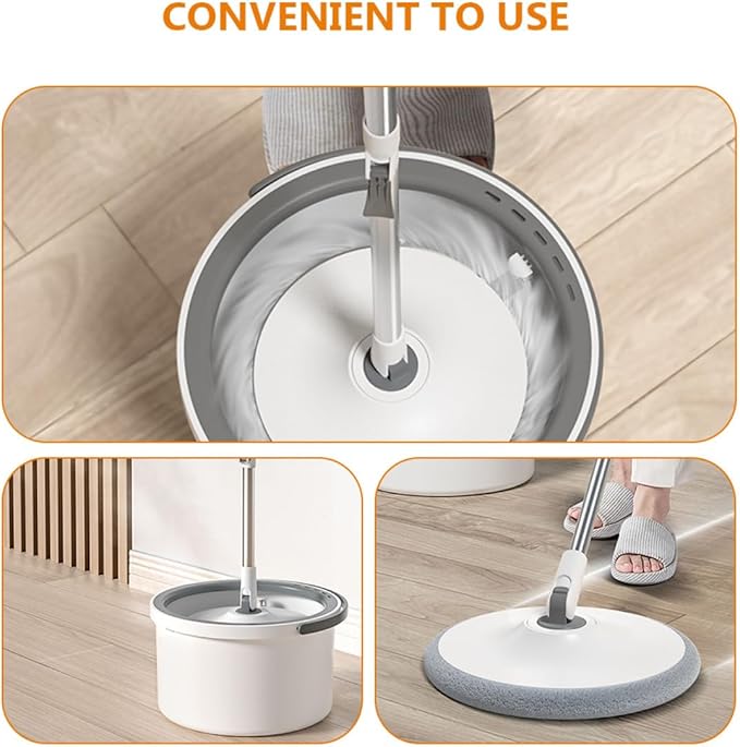 Rotary Floor Mop with Long Handle and Detachable Microfiber Head Wet Dry Dust Mop for Laminate and Hardwood Floors Household Cleaning Tool with Water Separation System for Home