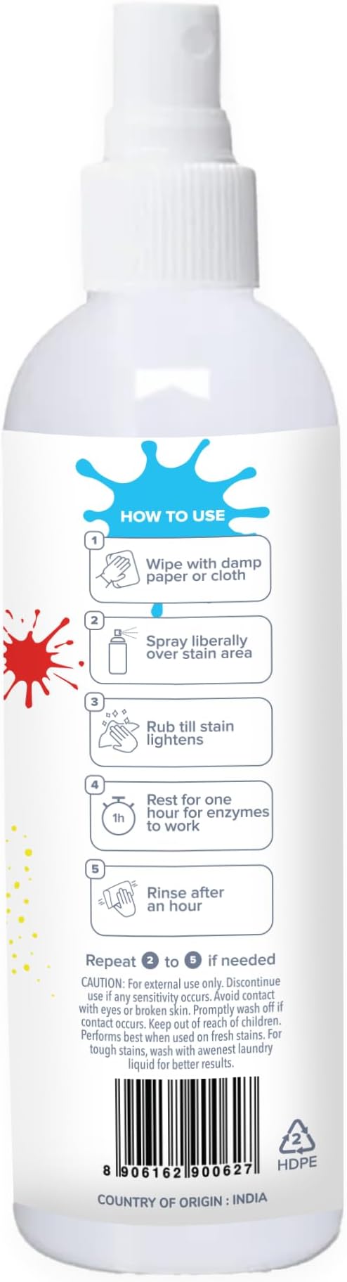 Bye Bye Stain - Instant Stain Remover Fabric Spray | Toxin-free | 50+ Stains | Easy to Carry | Plant-based