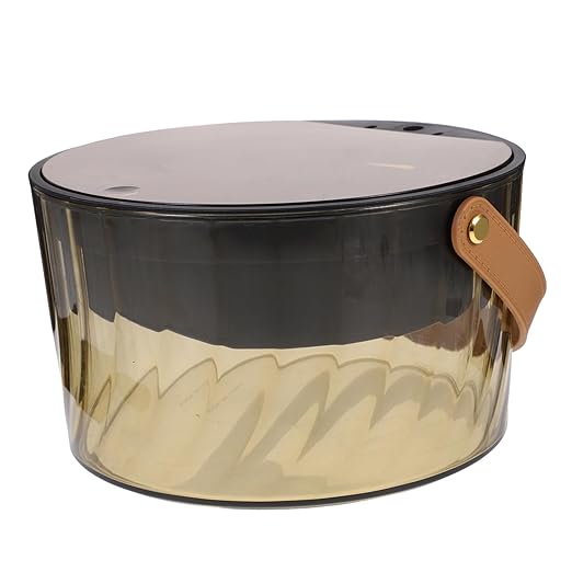PRETYZOOM Press Type Garbage Can Small Waste Basket Plastic Trash Can Lid Compressible for Bedroom Handheld Trash Bin