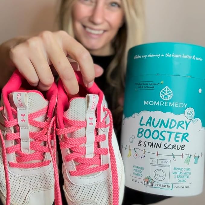 Laundry Booster and Stain Remover Scrub MomRemedy Oxygen Whitener Whiten Whites and Brighten Colors Remove Stains Household Cleaning Scrub Chlorine Bleach Free