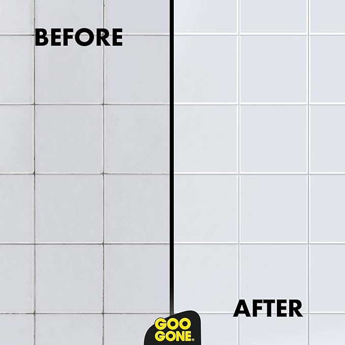 Goo Gone Grout and Tile Cleaner - 28 Ounce - Removes Tough Stains Dirt Caused by Mold Mildew Soap Scum and Hard Water Staining - Safe on Tile Ceramic Porcelain pack of 2