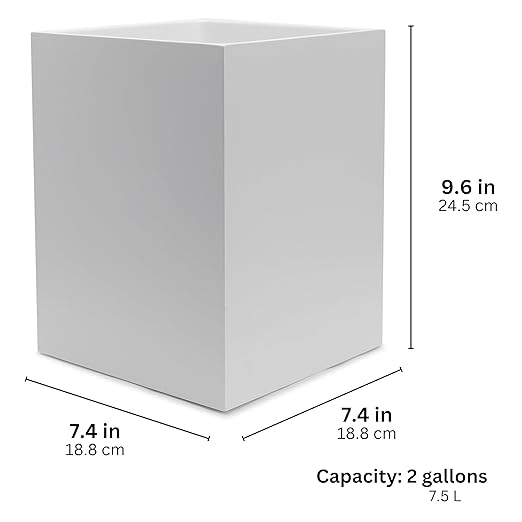 Matte White Square Small Trash Can 2 Gallons / 7.5L Garbage Can Waste Basket for Home Bathrooms Office Under Desk Bedroom Laundry Room Kitchen Kids Room and Dorm
