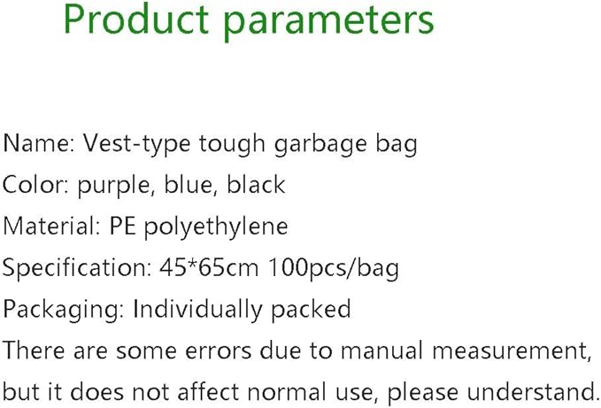 WFF trash bags Garbage Bags Household Wholesale Disposable 5 Rolls Random Color Portable Vest Thickened Kitchen Color Trash Can Lining (Color : Purple)