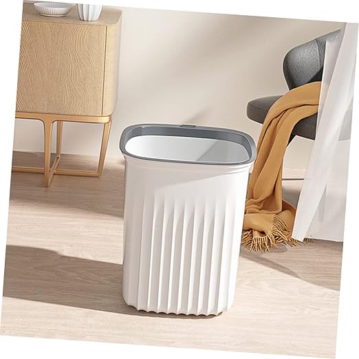 PRETYZOOM 3pcs Small Trash Can Set Simple Design Plastic Waste Basket for Kitchen Office and Home Easy to Use with Pressing Ring Blue Pink and White