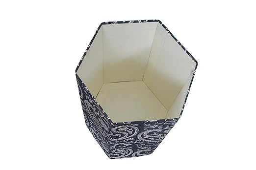 Generic 3.3 Gallon Cotton Hand Block Printed Paper Waste Basket |Small Decorative Trash Can for Housewarming Gifts in Living Room Bedroom Bathroom | Eco-Friendly Plastic-Free (1 DARK BLUE MUKAT)