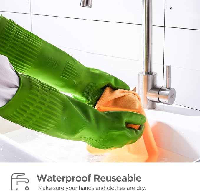 Rubber dishwashing gloves 3 or 6 Pairs for kitchenCleaning washing dish gloves long for household reuseable durable.