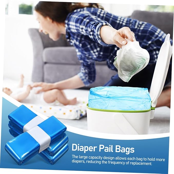ibasenice 5 Rolls Pe Diaper Pail Trash Bags 260mm X 7m Blue Thickened Disposable Odor-resistant Liners for Diaper Containers Home and Outdoor Use