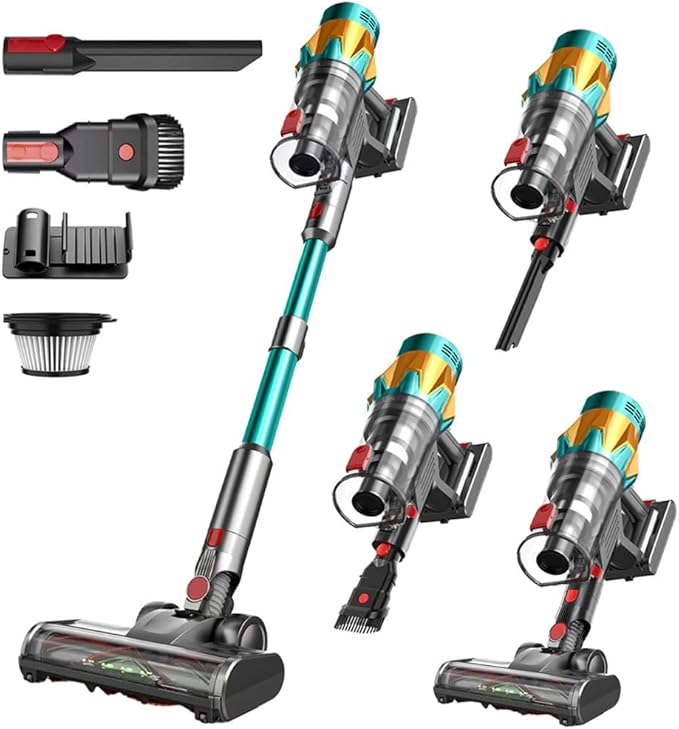 Cordless Vacuum Cleaner 550W 65Kpa 40Mins Vacuum Cleaners for Home LED Screen Stick Vacuum Cleaners Anti-Tangle 1.2L Dust Cup 4 in 1 Lightweight Vacuum for Hardwood Floor Carpet Pet Hair