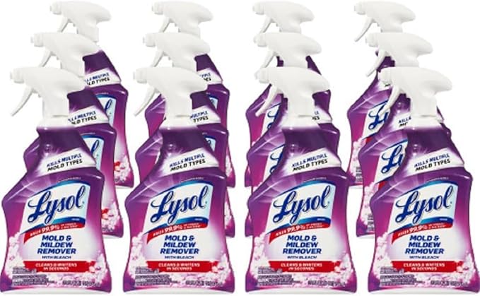 Lysol Mildew Remover Spray with Bleach 32 Ounce (Pack of 12)