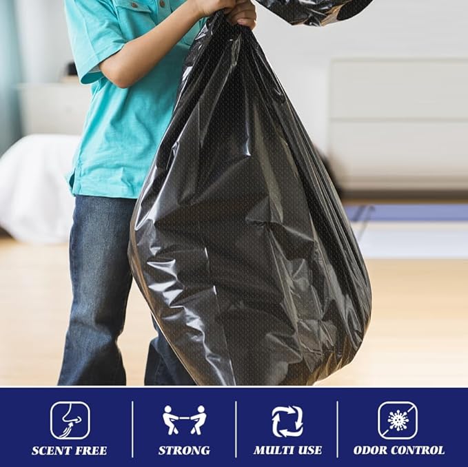30-33 Gallon 300 Counts Large Trash Bags Black Garbage Bags Large Trash Can Liners for HomeKitchenOfficeAll Purpose Light Residential or Commercial WasteOutdoor Lawn and Leaf Bags