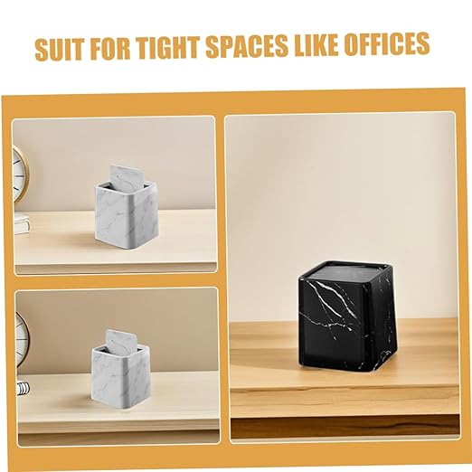 Cabilock 2pcs Small Decorative Marble Pattern Trash Can with Swing Lid Compact Garbage Bin for Bathroom Bedroom Kitchen and Office Stylish Wastebasket Elegant and Design