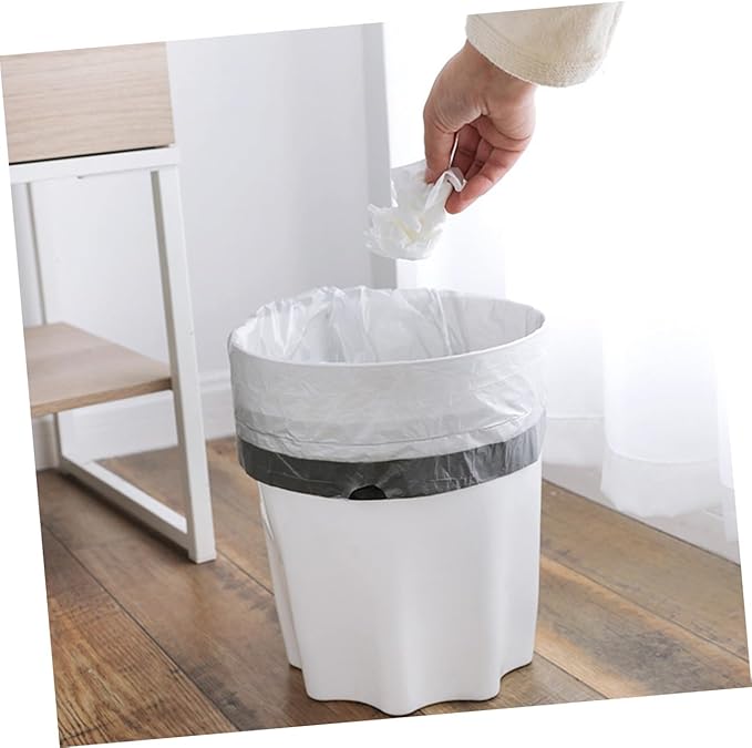 Drawstring Trash Bags 90pcs Disposable Portable Garbage Bags with Handles Gray and White Random Color for Kitchen and Outdoor Use