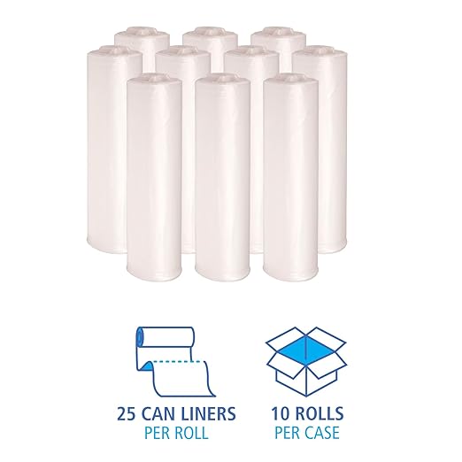 Boardwalk High-Density Can Liners 45 gal 13 mic 40 x 46 Natural 25 Bags/Roll 10 Rolls/Carton