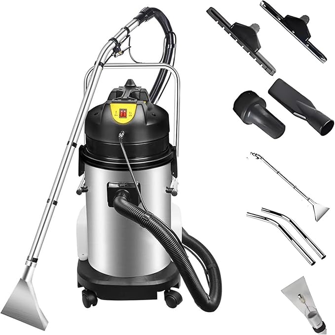 Commercial Carpet Cleaning Machine 3-in-1 Multi-Purpose Wet Dry Carpet Cleaner Machine Dual Water Tanks Ideal for Hotels Offices Auto Detailing Floor Sofa Curtains Deep Cleaning(40L)