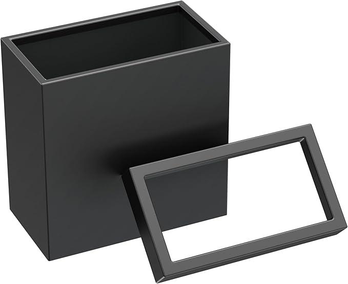 Gatco Small Bathroom Trash Can with Lid Rectangle 3 Gallon Stainless Steel Wastebasket Under Sink Matte Black for Bathroom Bedroom Office (1918)