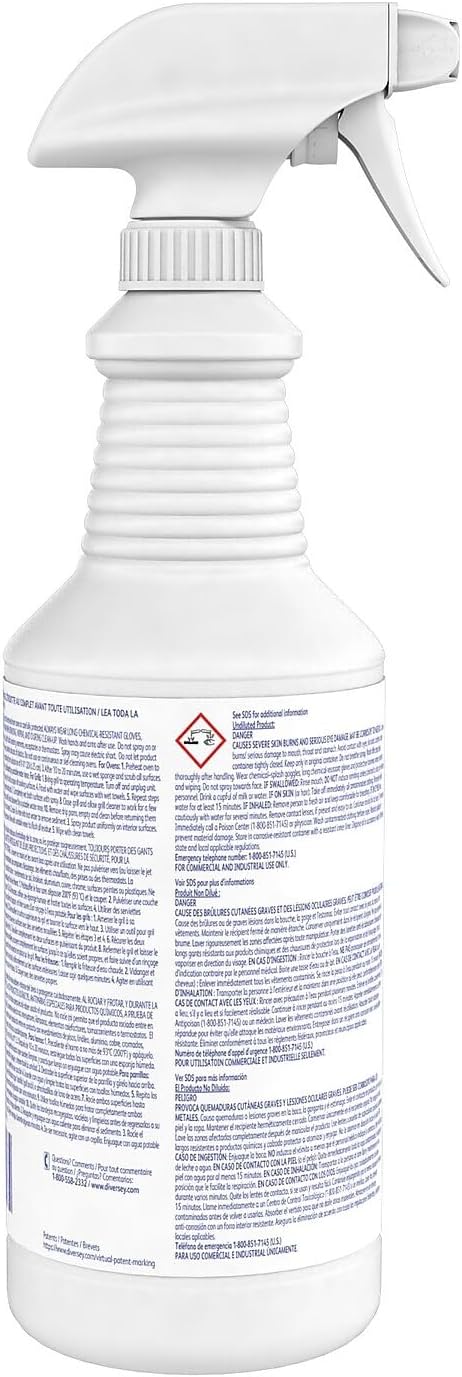 Diversey 948049 SUMA Oven and Grill Cleaner Heavy Duty Removes Baked on Grease and Carbon Buildup Capped Ready-to-Use Gel 32-Ounce (Pack of 12 with 2 Spray Nozzles)