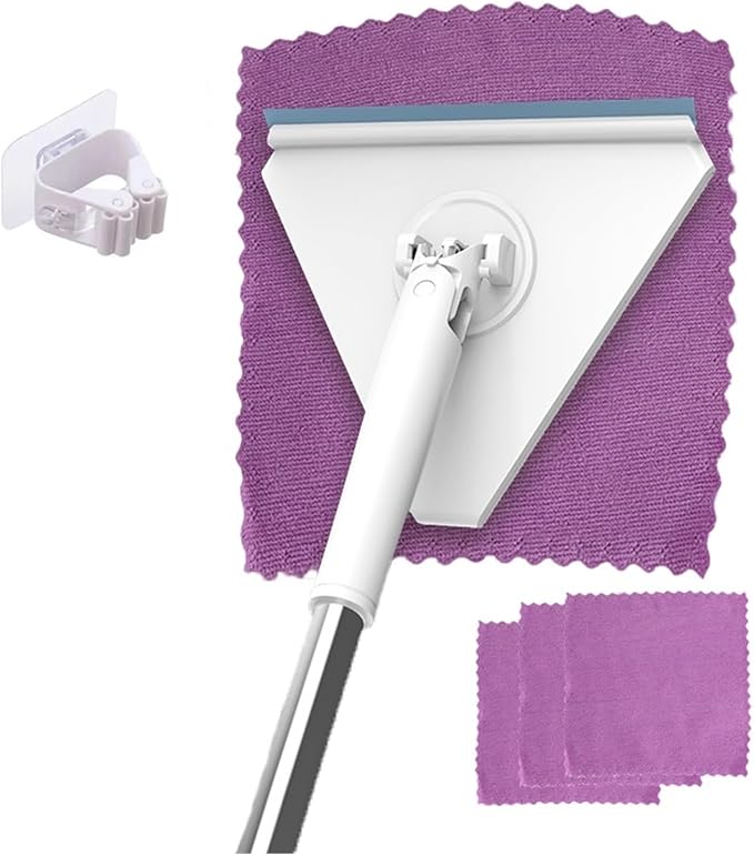 Hands-Free Wash Face Towel Triangular Mop Window Cleaning 360 ° Rotating Mini for Wet Wipes Household Tool(MOP 3PCS Cloth)