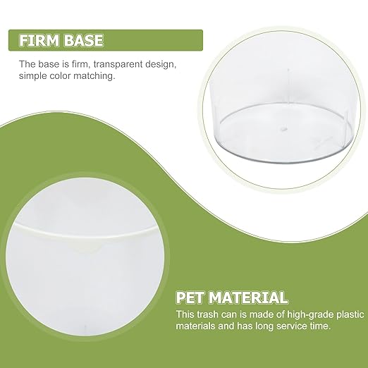 NUOBESTY Transparent Round Trash Bin Large Capacity Household Storage Container Lightweight Plastic Waste Basket for Home Office Kitchen with Simple Elegant Design