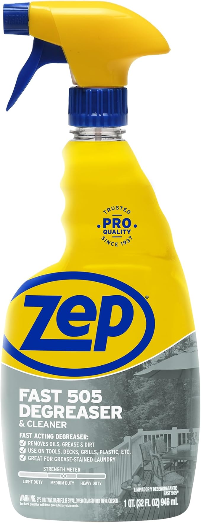 Zep Fast 505 Cleaner and Degreaser - 32 oz (Case of 4) - ZU50532 - Great for Grills Plastics Metal and More