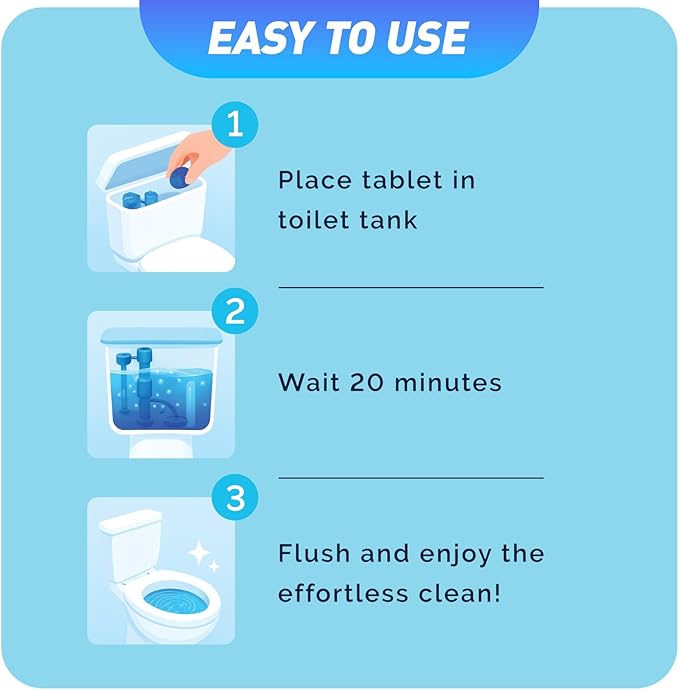 Toilet Bowl Cleaner Tablets 40 Pack Long-Lasting Drop-in Tank Tablets with Sustained-Release Technology Fight Tough Stains &amp Odors Household &amp Commercial Use Compatible with Most Toilets-C
