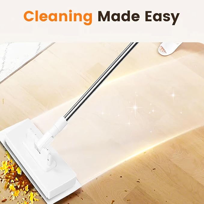 Snap Grip Mini Mop Lazy Mops with One-Click Cloth Change Locking Head with Sweeping Cloths for Wet &amp Dry Cleaning Long Handle Stick for Multi-Surface Cleaning(White 1 mop 10 Cloth)