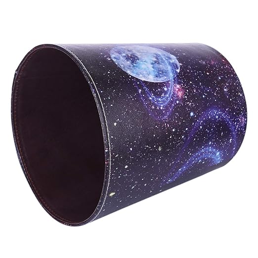 10L/2.64 Gallon PU Leather Trash Can Waterproof Decorative Paper Basket for Bedroom Living Room - Starry Sky