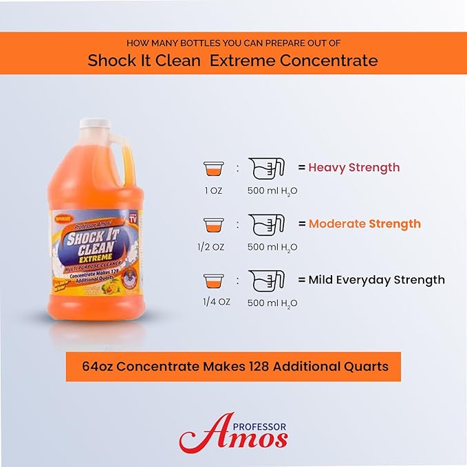 Professor Amos' Shock It Clean 64oz. All Purpose Concentrate Cleaner Make 128 Bottles (Citrus)