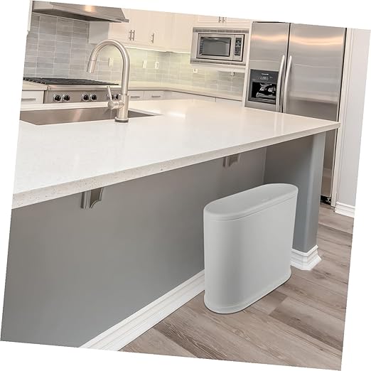 Luxshiny Compact Trash Can with Lid Modern Wastebasket for Bathroom Kitchen Office Material Stylish Design for Space Saving Convenience