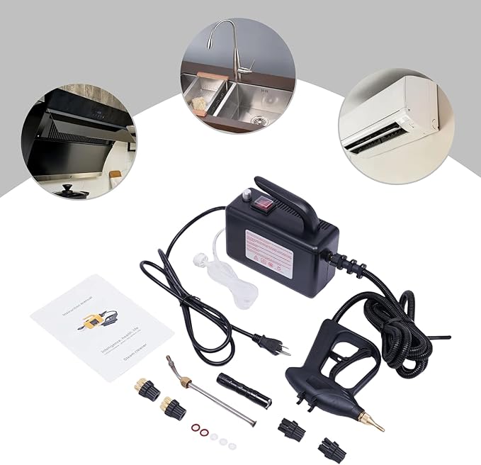 1700W 110V Steam Cleaner Handheld Steam Cleaning Machine High Pressure High Temperature Cleaning Tool for Kitchen Floors Car Plastic and Metal 360° All-Round Cleaning7.5x3.15x4.7in (Black)