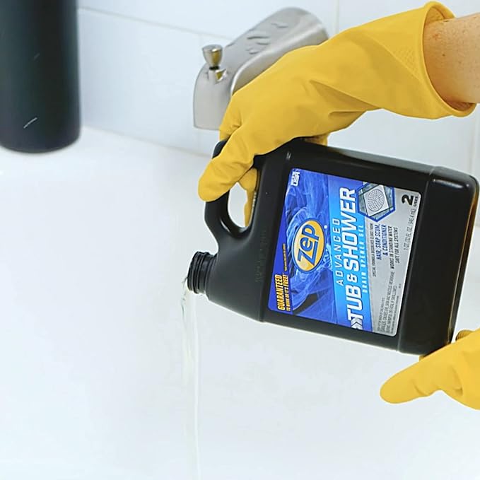 Zep Drain Defense Pipe Build-Up Remover (64 Ounces) and Advanced Tub &amp Shower Drain Opener Gel (32 Ounce)