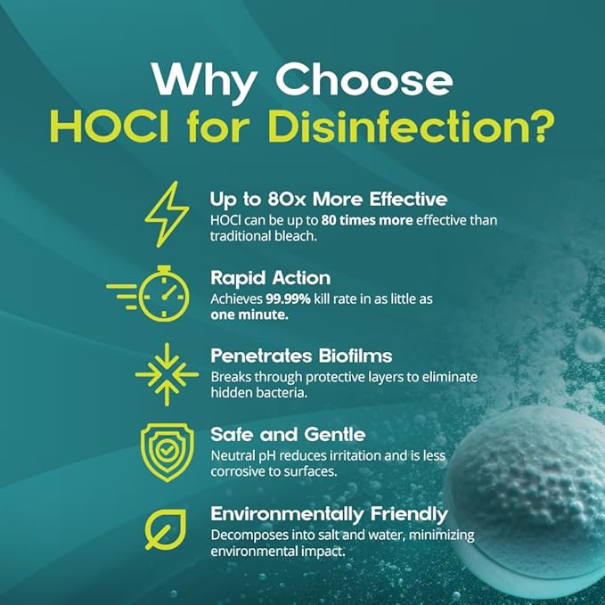 13.1g Cleaning &amp Disinfection Tablets EPA Registered Hospital Grade HOCl Cleaner Eliminates 99.9% of Microbes and Contaminants Cleans Mold &amp Mildew Bleach Alternative Sanitizer Tablets