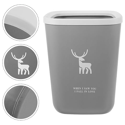 Garneck Gray No Lid Trash Can for Bedroom Bathroom Office Compact Wastebasket with Stable Structure Wear-Resistant Garbage Container for Home Kitchen Hotel Use
