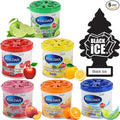 My Shaldan 6 pack Assorted Scent Car Air Freshener (Apple Lemon Lime Peach Orange Squash Scents) and Black Ice Little Tree