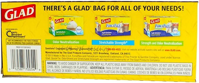 Glad 30 Gal. 3-Ply Strength Strong Large Trash Quick-Tie Bags 21 ct (Pack of 9)